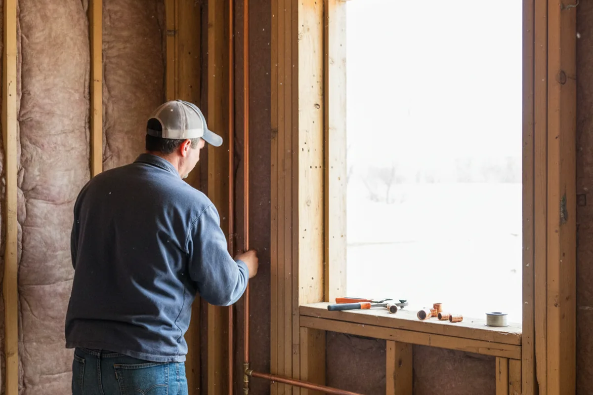 Licensed plumber running new copper supply lines in a Wheaton home